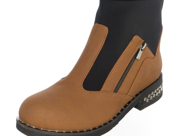 Büyük Numara Kadın Streçli Bot K606 Taba Siyah